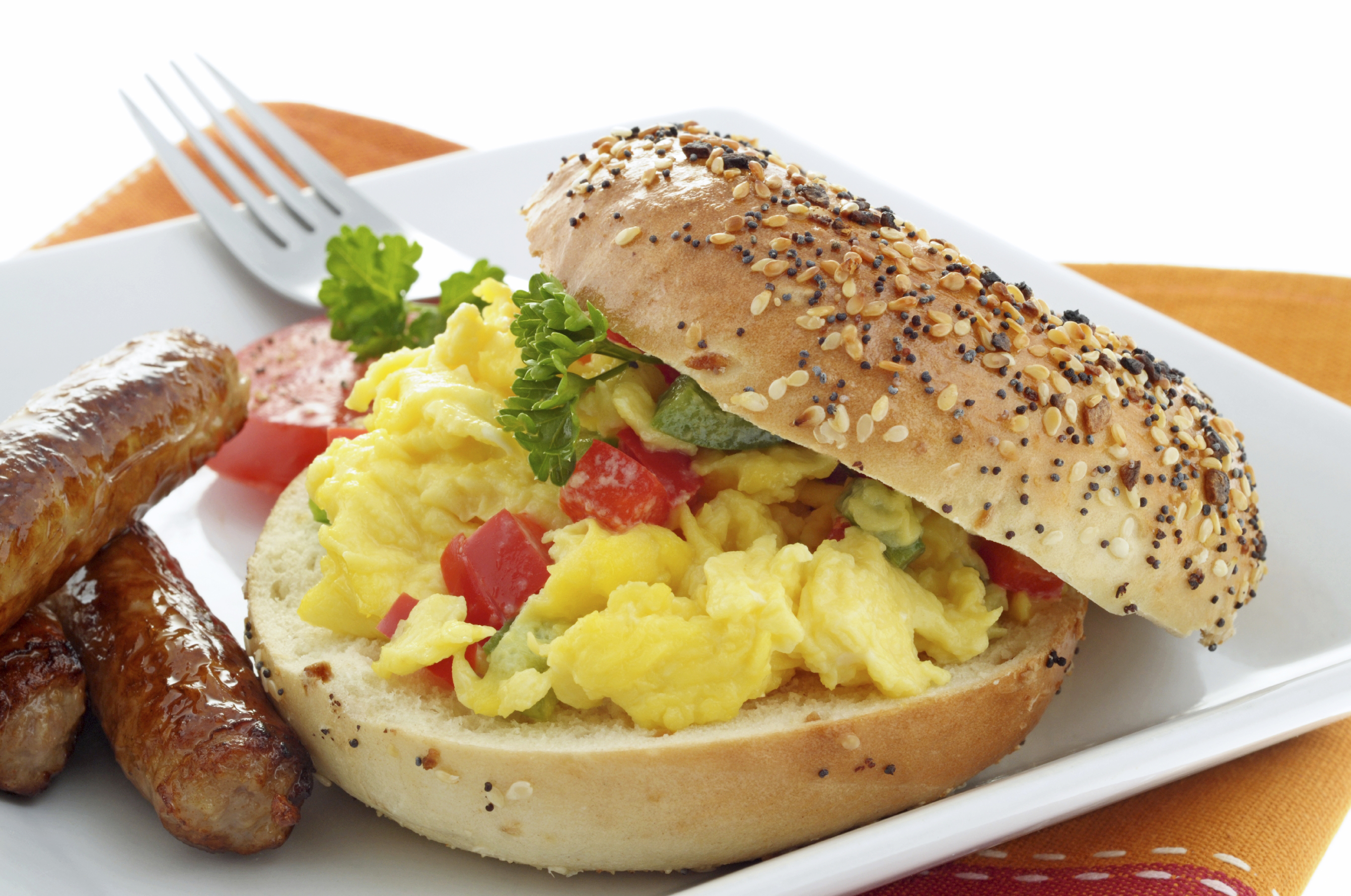 Sandwich made with egg on a fresh bagel. Easy Home Meals