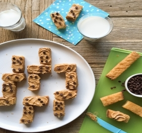 French Toast Sticks with Peanut Butter and Chocolate Chips