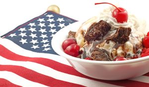Memorial Day Ice Cream Sundae with Patriotic Theme