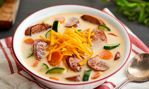 Cheesy Sausage Vegetable Soup