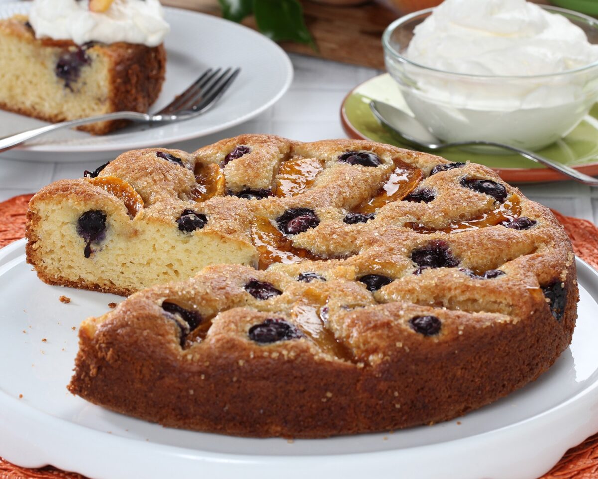 Blueberry Peach Yogurt Cake