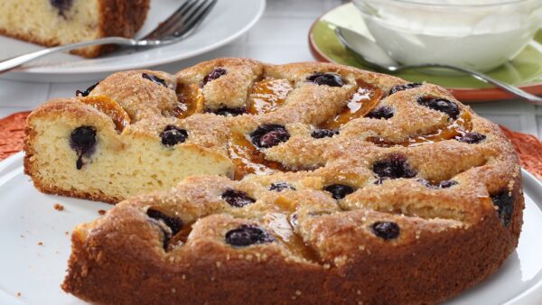 Blueberry Peach Yogurt Cake