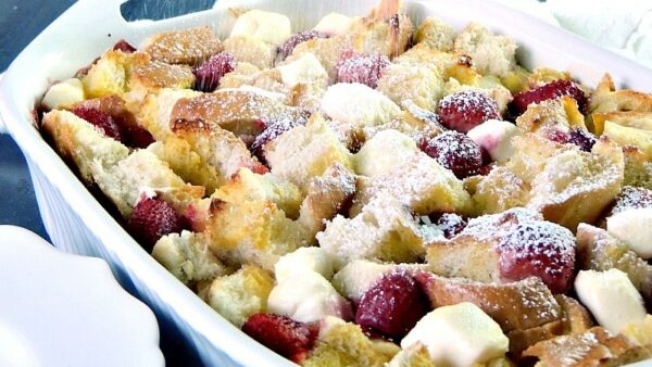 Strawberries and Cream French Toast Casserole