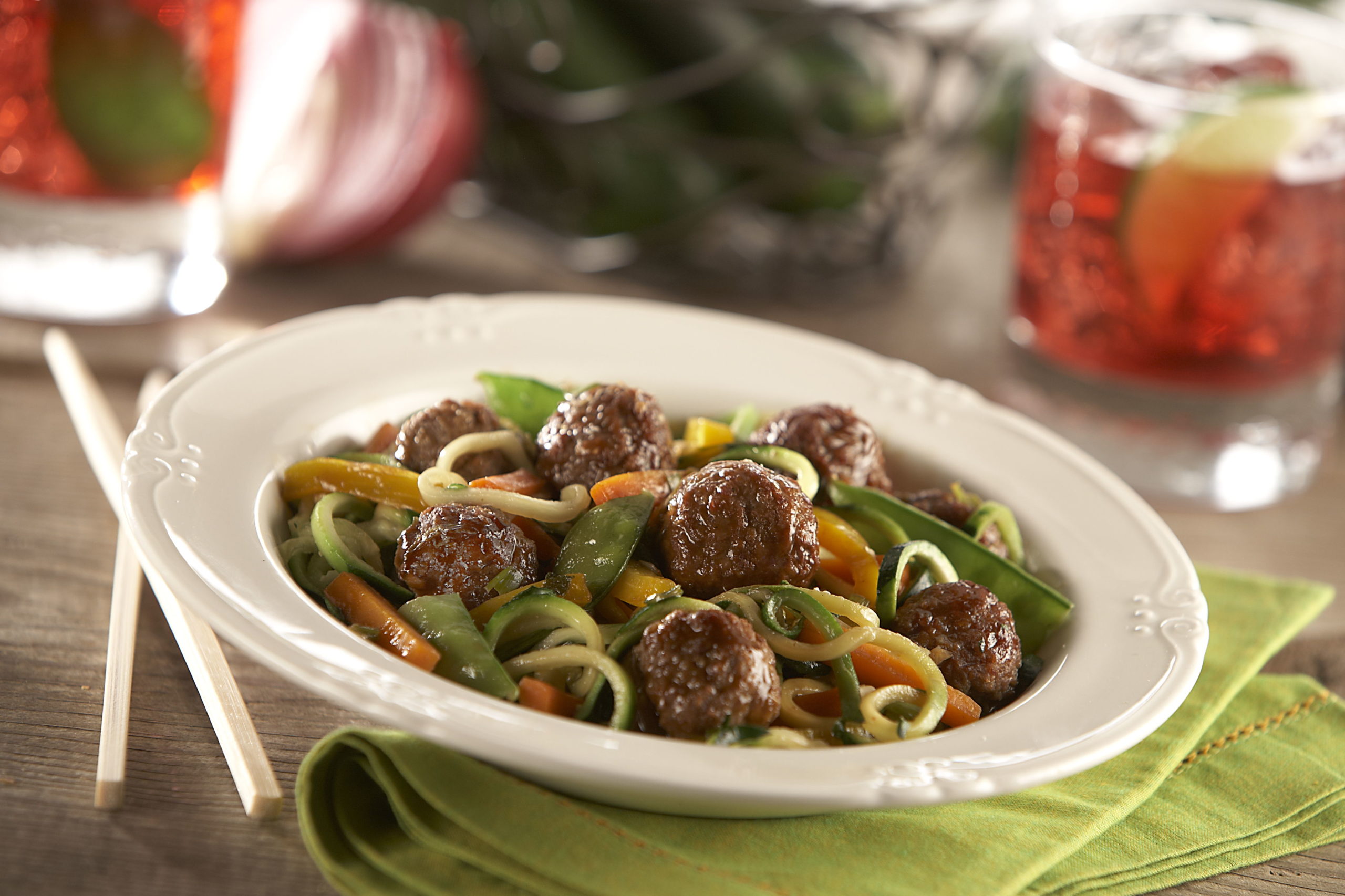 Meatball and 'Zoodle' Stir Fry Easy Home Meals