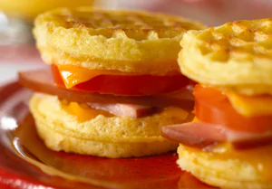 Eggo Grilled Canadian Bacon Tomato and Cheese Sandwiches