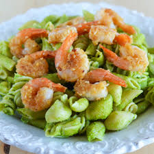 Stonyfield Garlic Shrimp over Pesto Pasta