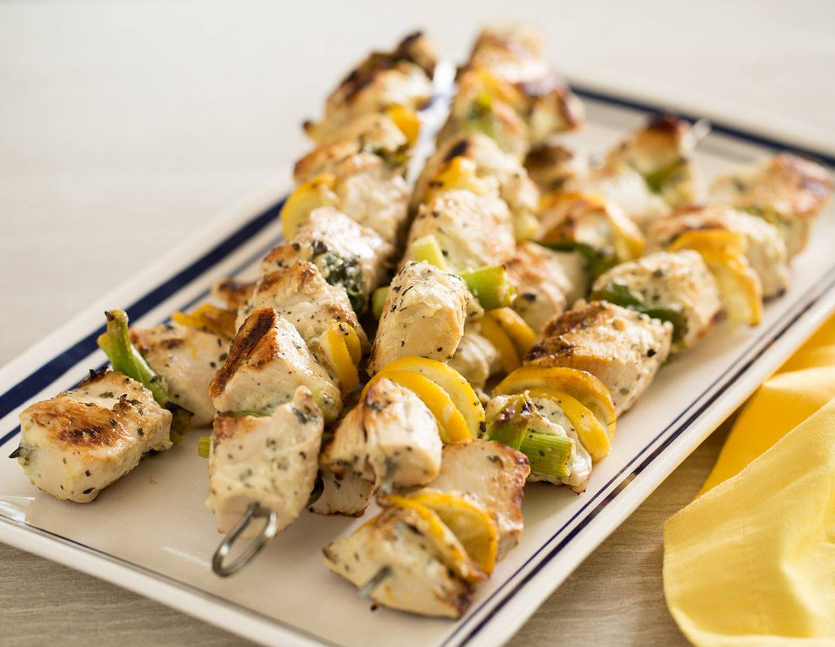 Stonyfield Lemon Garlic Chicken Kebabs
