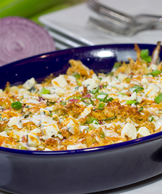 Buffalo Chicken Pierogi Bake