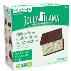 Jolly Llama Dairy Free GF Mint Chocolate Chip IC Sandwiches