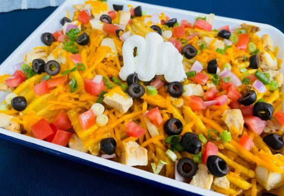 Waffle Fry Chicken Skillet Nachos