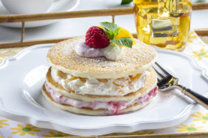 Peach Melba Pancake Stack