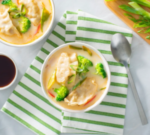 InnovAsian Spicy Coconut and Chicken Potsticker Soup