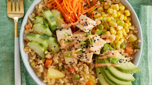 Colorful poke bowl