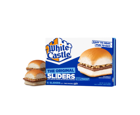Box of white castle the original slider next to two sliders