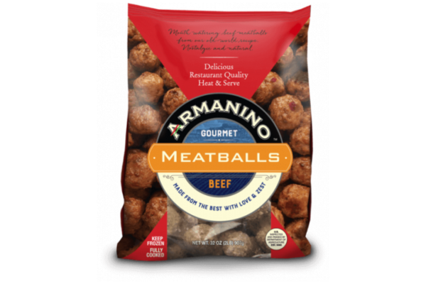 A bag of frozen armanino meatballs