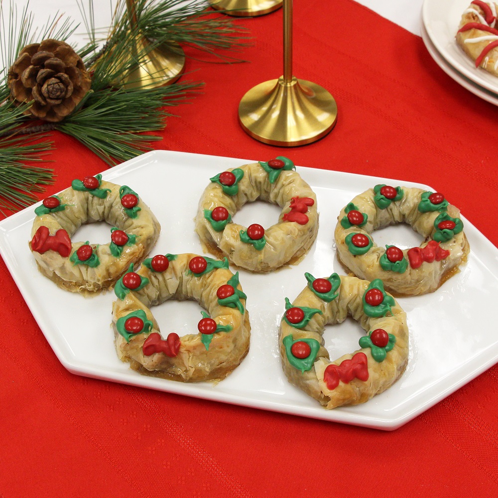 Athens Chocolate and Cranberry Baklava Wreaths