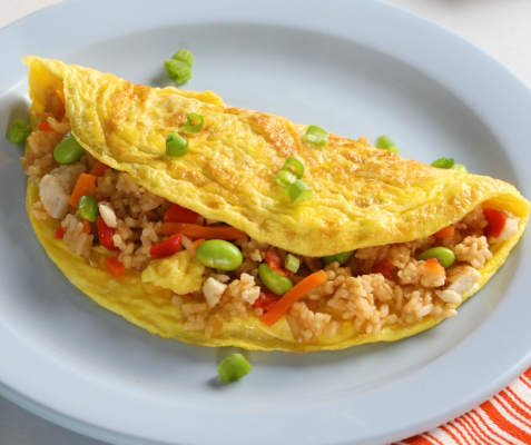 an omelet on a white plate