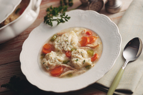 plate of chicken and dumplings