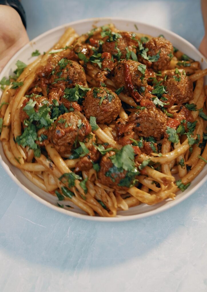 Chili Pepper Cooks Spicy Coconut Meatball Pasta