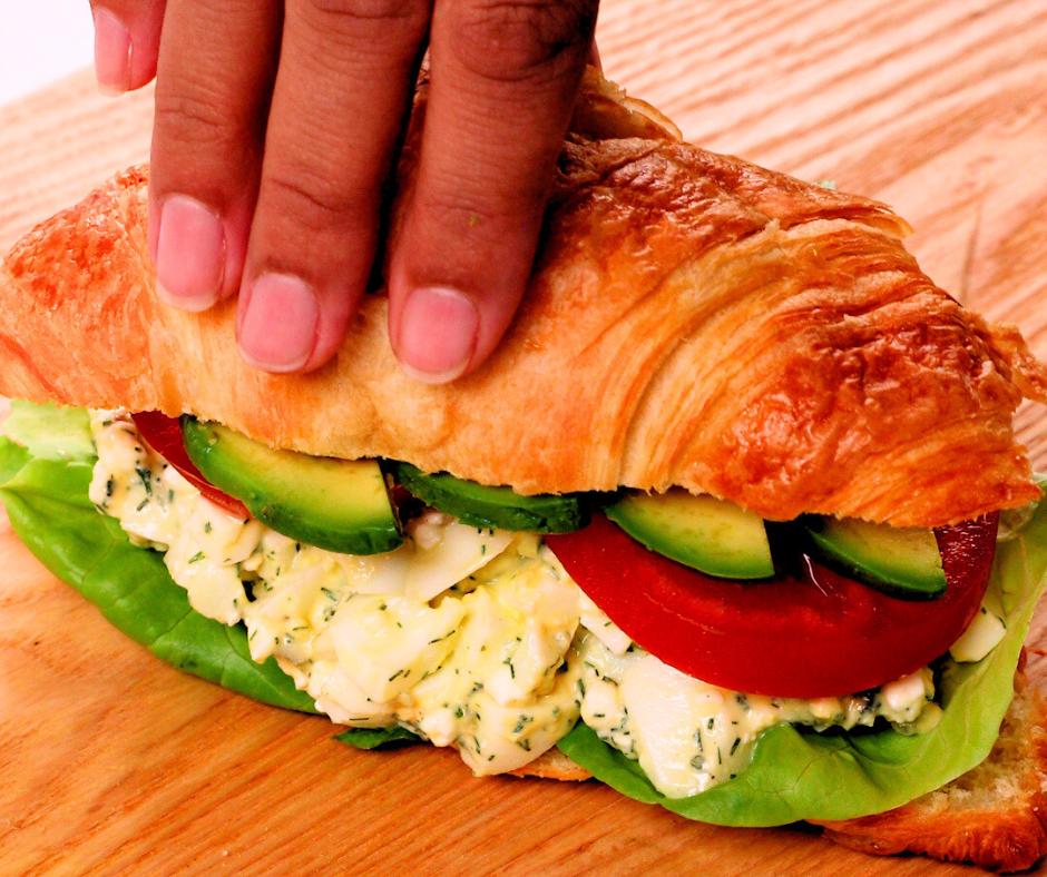 Egg salad on a croissant