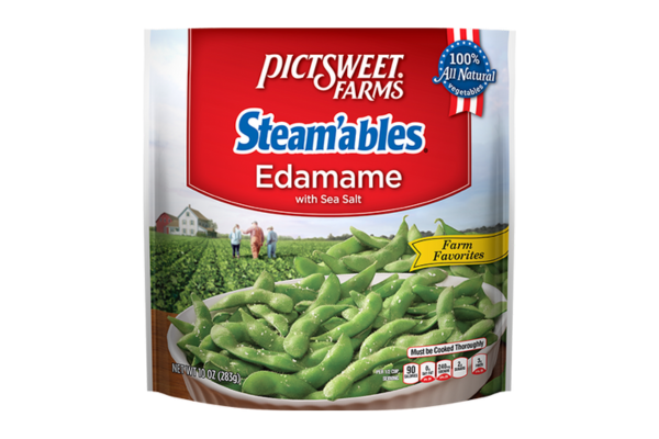 A bag of Pictsweet Farms Steam'ables Edamame