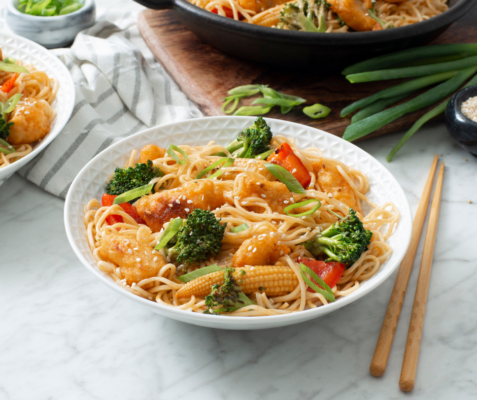 Orange Chicken and Sesame Chow Mein