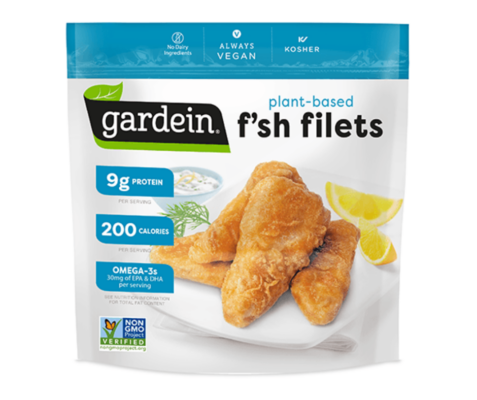 Bag of frozen vegan fish filets