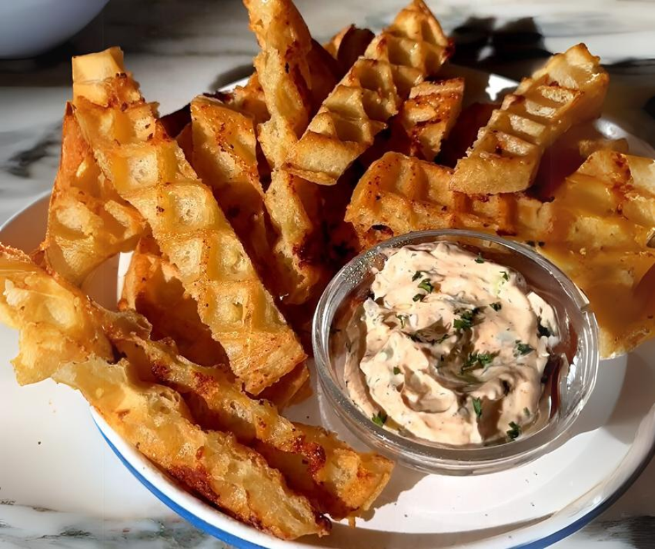 garlic butter waffle fries