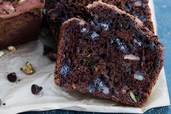 a slice of gluten free chocolate zucchini bread