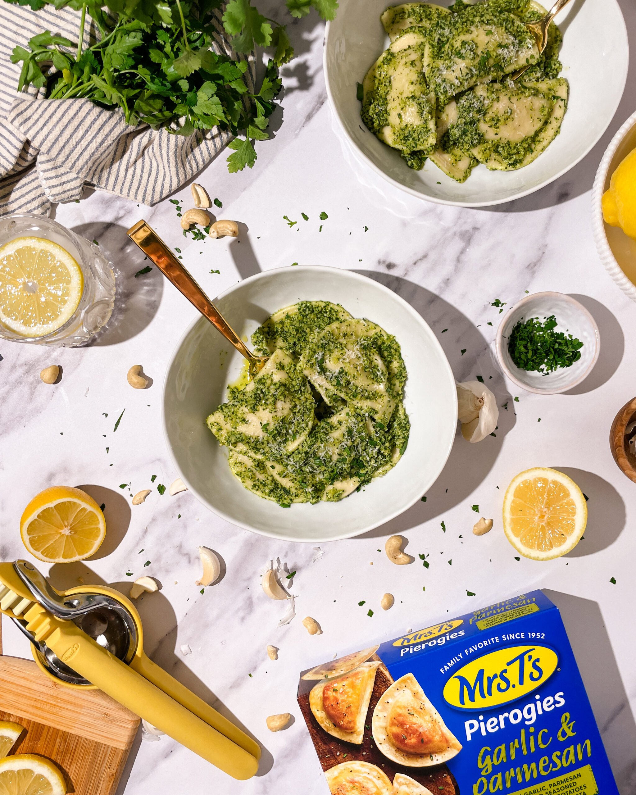 Mrs. T's Pierogies with 5 Ingredient Kale Pesto | Easy Home Meals