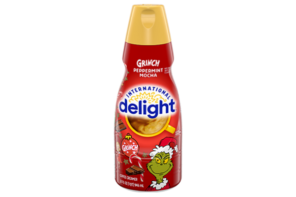 Bottle of international delight grinch peppermint mocha creamer