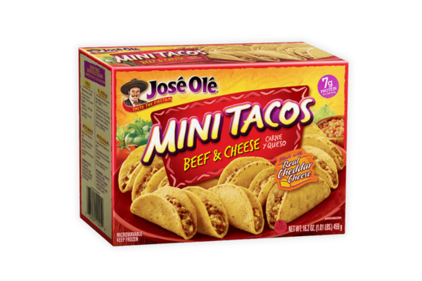 Box of Jose Ole Beef & Cheese Mini Tacos