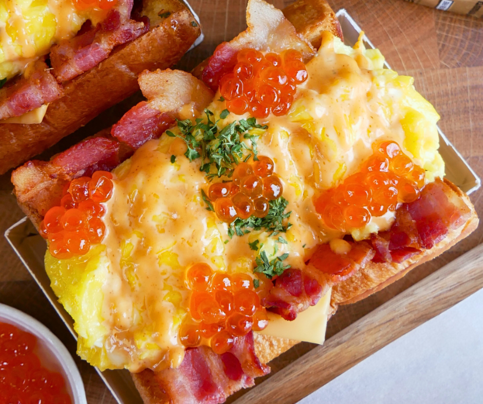 Overhead view of Korean Breakfast Sandwich