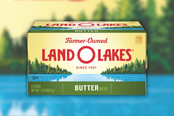 Close-up shot of a pack of Land O' Lakes Salted Butter