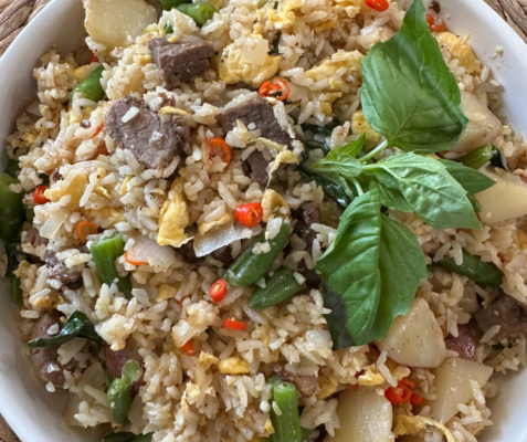 Close up image of a bowl filled with rice