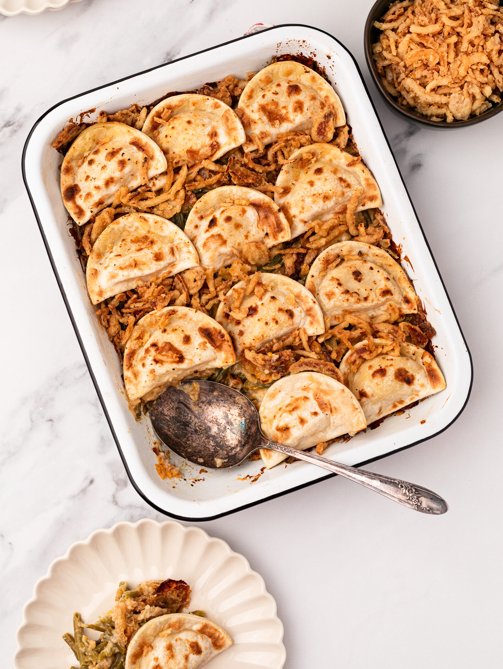 Mrs. T's Classic Cheddar Pierogy Green Bean Casserole | Easy Home Meals