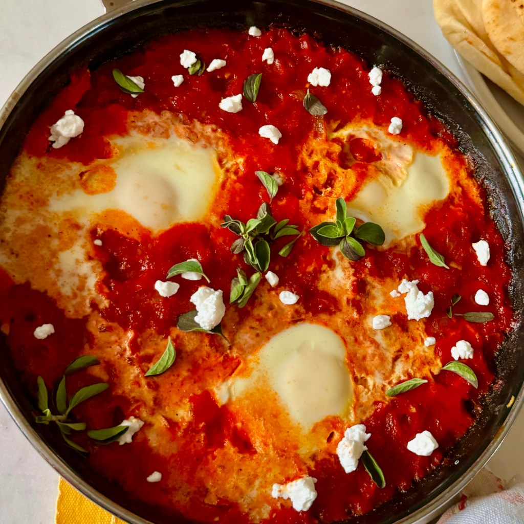 A pan of spicy shakshuka