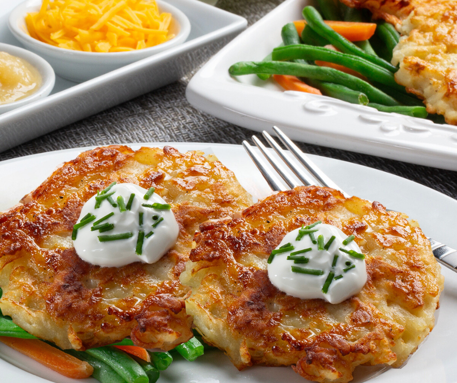 two potato pancakes on a plate