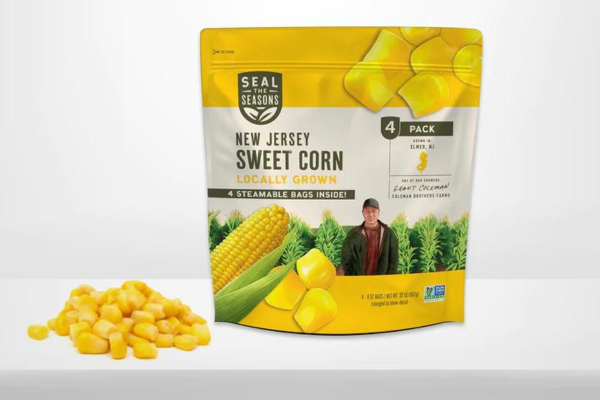 A bag of Seal the Seasons Frozen Sweet Corn