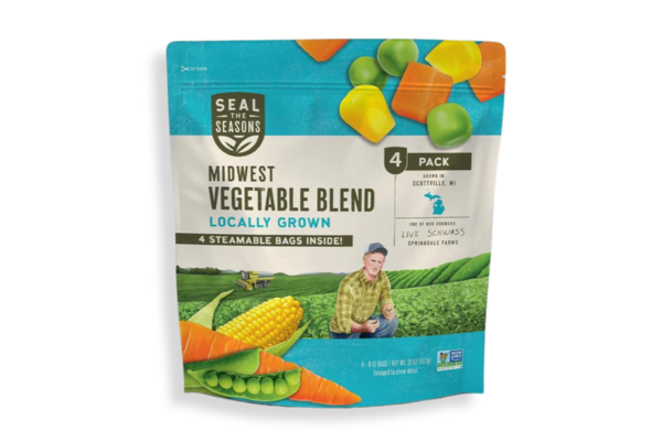 a bag of frozen seal the seasons brand midwest vegetable blend