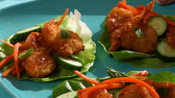 Shrimp Lettuce Cups on a plate