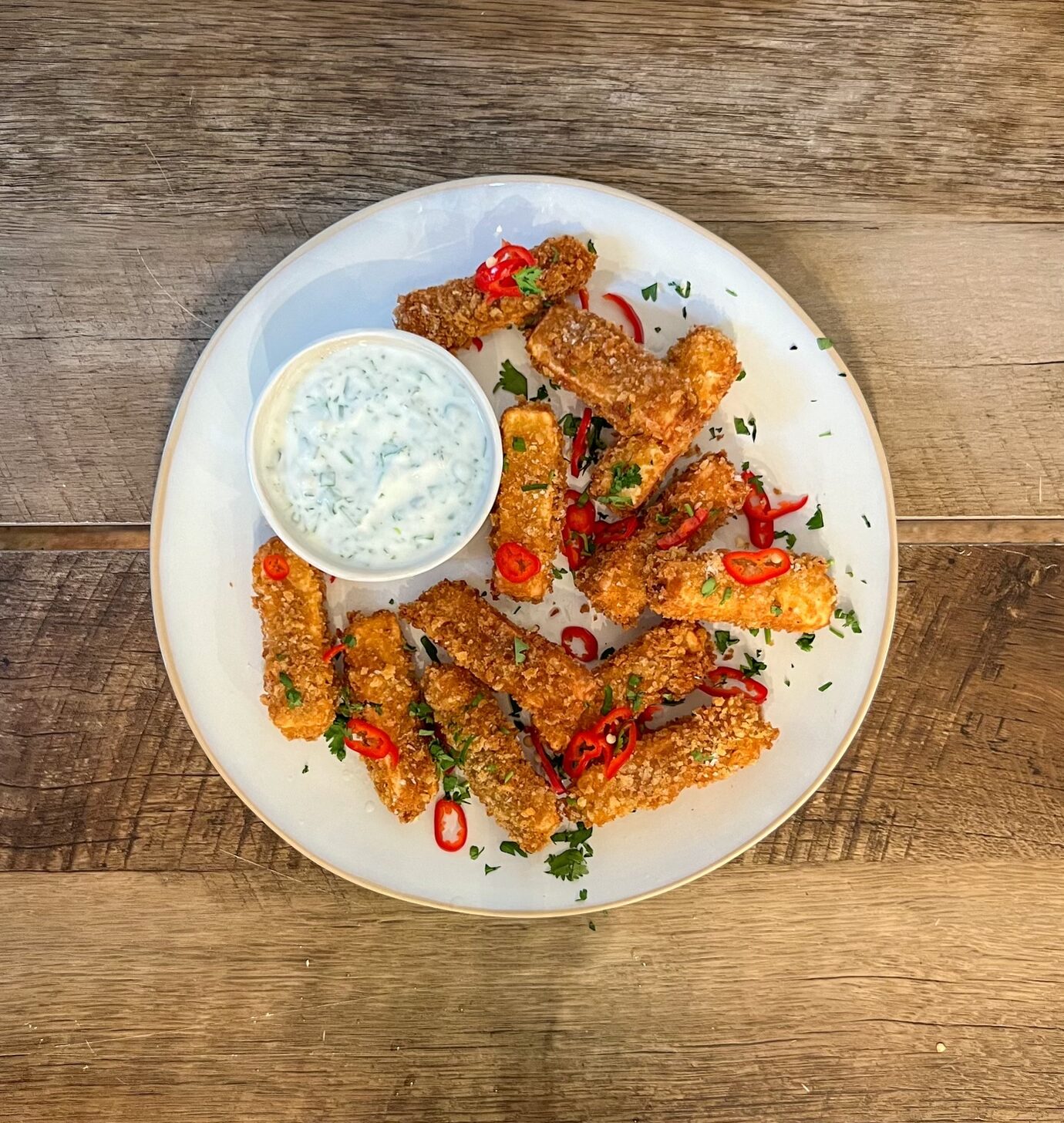Spicy Fried Paneer with Cilantro Yogurt Dipping Sauce | Easy Home Meals