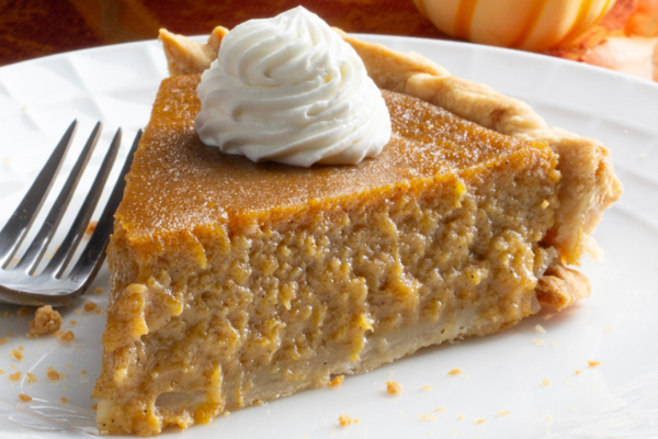 a slice of butternut squash pie