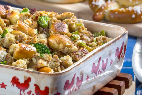 stuffing in a pan
