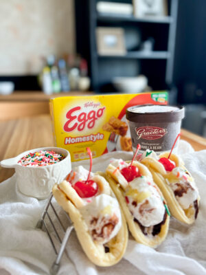 Summer Shores Banana Split Waffle Tacos