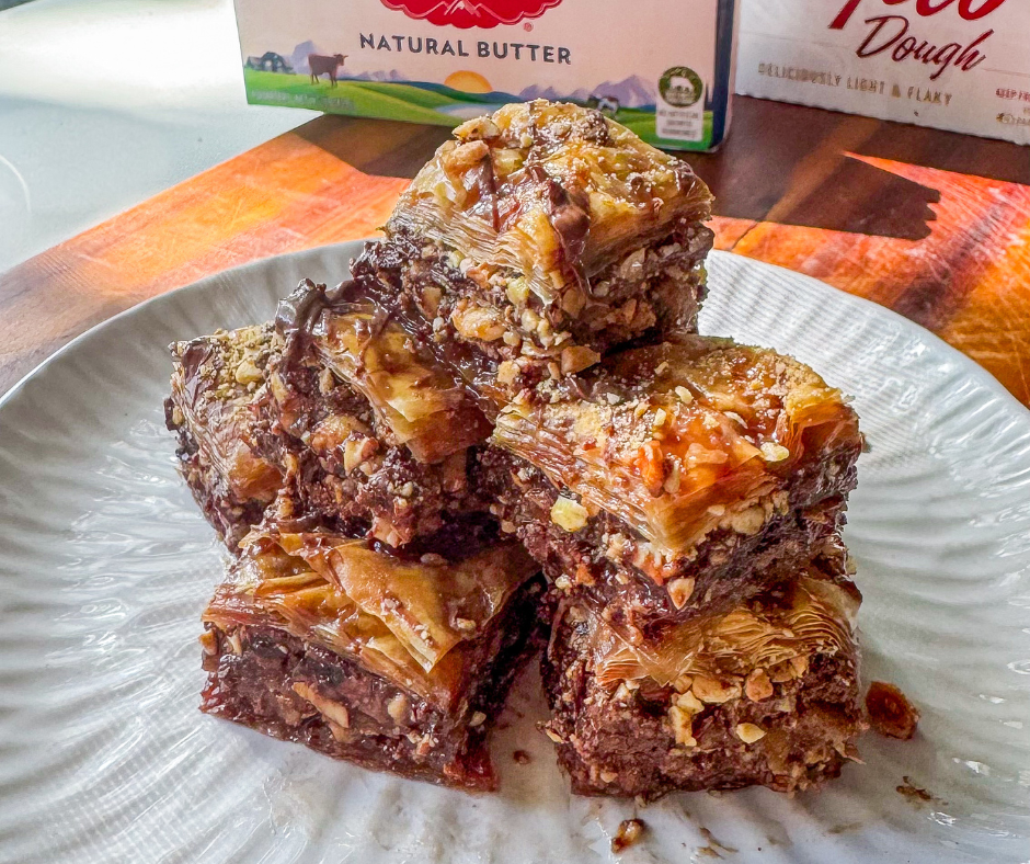 slices of baklawa stacked