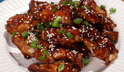 Tangy chicken wings on a plate