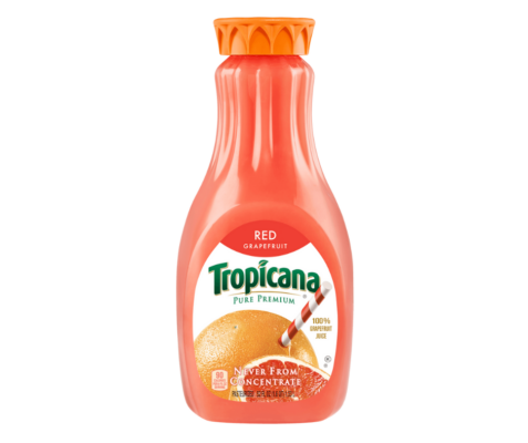 Bottle of tropicana red grapefruit juice