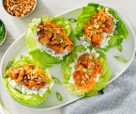 Loaded General Tso Chicken Lettuce Cups