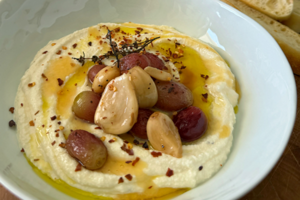 A bowl of whipped ricotta dip